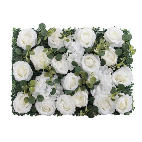Livingandhome Artificial Plant Hedge Greenery Wall Panel with Eucalyptus Rose, SC0913