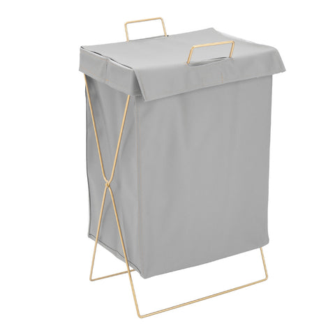 Livingandhome Collapsible PU Leather Laundry Hamper with Metal Frame, WM0480