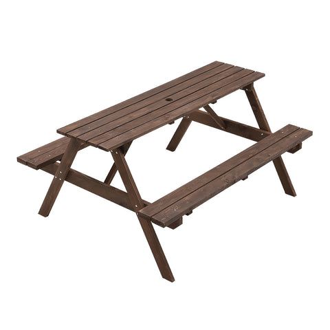 Livingandhome Solid Wood Rectangle Picnic Table and Bench Set, PM1324