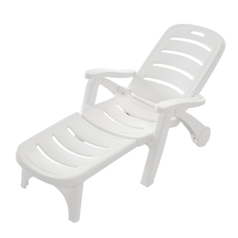 Livingandhome Outdoor Folding Lounger Chaise Chair Recliner on Wheels, CX0499
