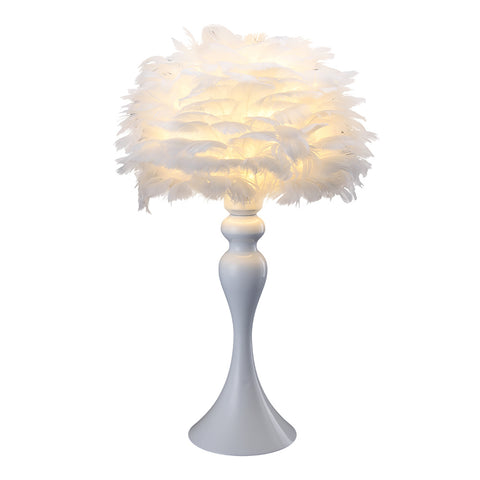 Livingandhome Accent Feather Table Lamp with LED Light, SC1888