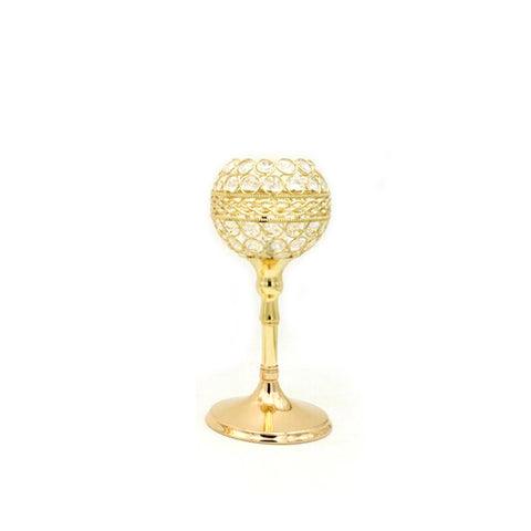 Livingandhome European Style Gold Crystal Beads Candle Holder Wedding Table Decoration, WH0206