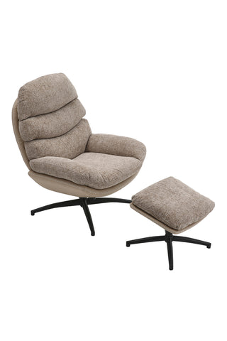 Livingandhome Chenille Lounge Chair with Footstool, XY0408