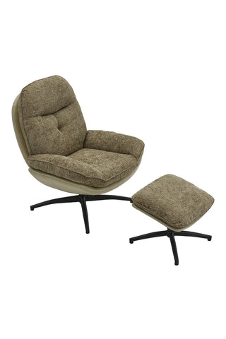 Livingandhome Chenille Lounge Chair with Footstool, XY0410
