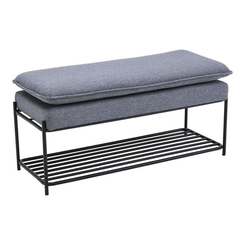 Livingandhome Grey Padded Shelf Bench with Metal Frame, ZH1386