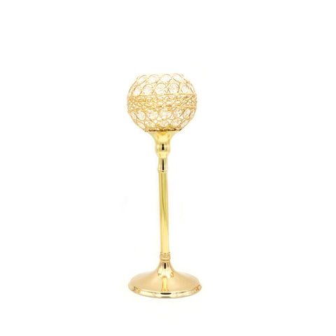 Livingandhome European Style Gold Crystal Beads Candle Holder Wedding Table Decoration, WH0209