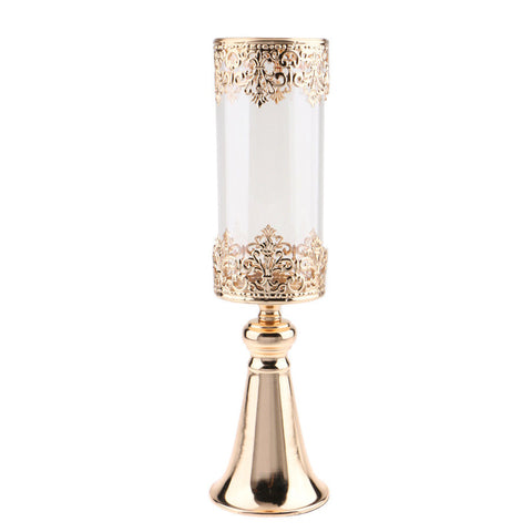 Livingandhome Decorative Gold Metal Ornate Candle Holder, WH0214
