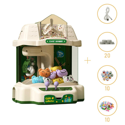 Kidkid Household Mini Claw Machine with Game Coins-Green, WF0128