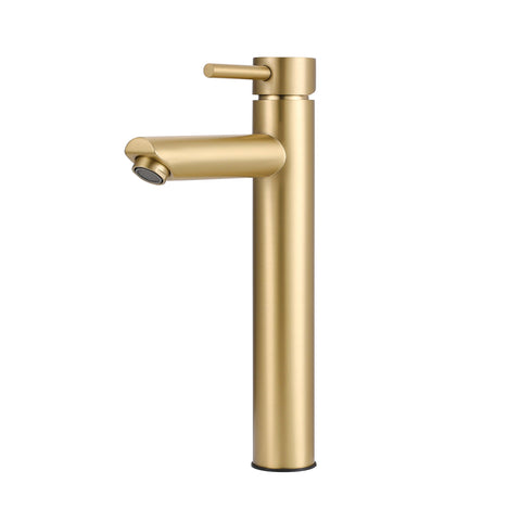 Livingandhome Brushed Gold Tall Single Handle Vessel Faucet, DM0623