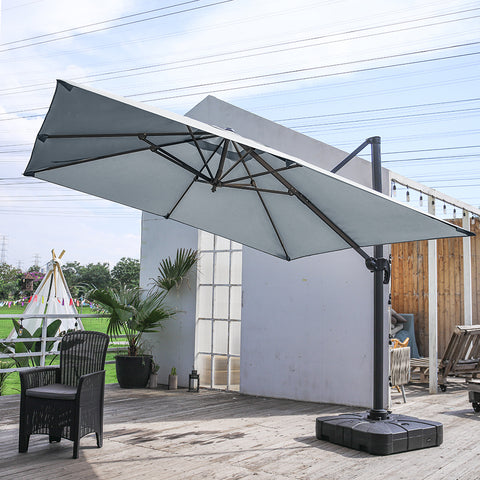 Livingandhome Large Square Canopy Rotating Outdoor Cantilever Parasol with Plastic Base, LG0798LG0809