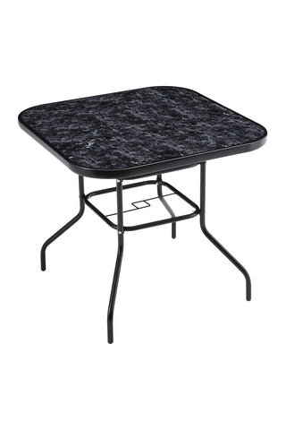 Livingandhome Garden Tempered Glass Black Marble Coffee Table, LG1255