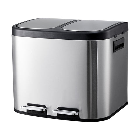 30L Stainless Steel Step Open Trash Can with Dual Pedals, KT0099