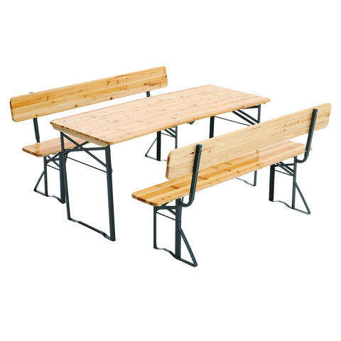 Contemporary Folding Wooden Garden Bench Set for Outdoors, LG1160LG1161