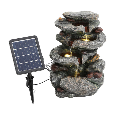Garden Sanctuary Outdoor Solar-Powered Water Fountain Rockery Decor, AI1340