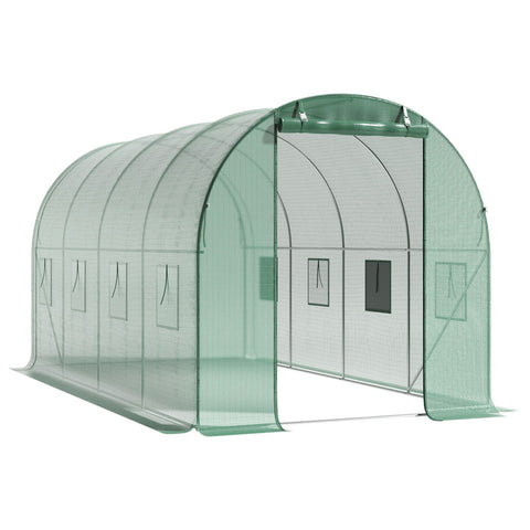 Livingandhome Green Outdoor Walk-in Tunnel Greenhouse with Steel Frame, LG1054