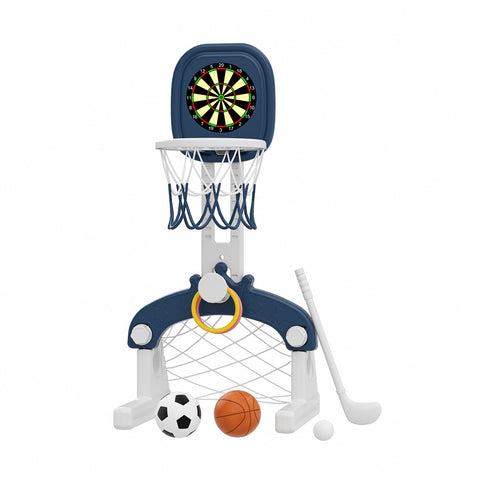Kidkid 5-in-1 Kids Basketball Hoop with Basketball, Football, Golf, Ring Toss and Dartboard Playset, FI1042