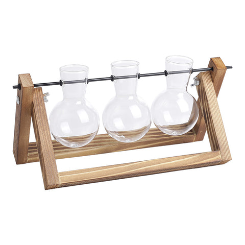 Livingandhome Modern 3pcs Bulb Glass Terrariums with Wood Stand Set, SW0616