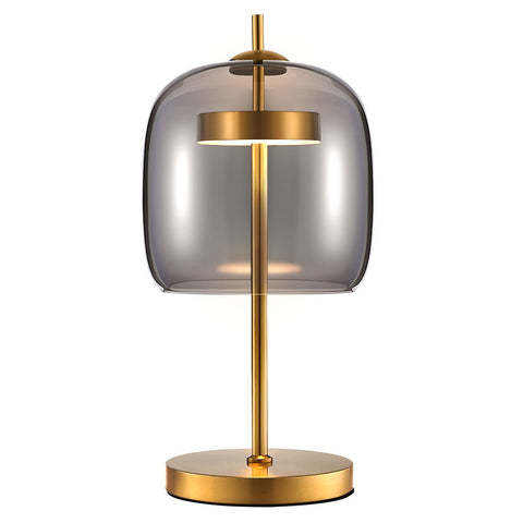Livingandhome Smoked Glass Bedside Table Lamp Brass Base, FI0778