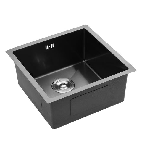 Livingandhome Black Drop-in Kitchen Sink, Single Bowl Stainless Steel Sink, DM0671