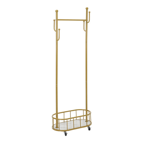 Lifeideas Rolling Metal Garment Rack with Basket and Hooks, SC1881