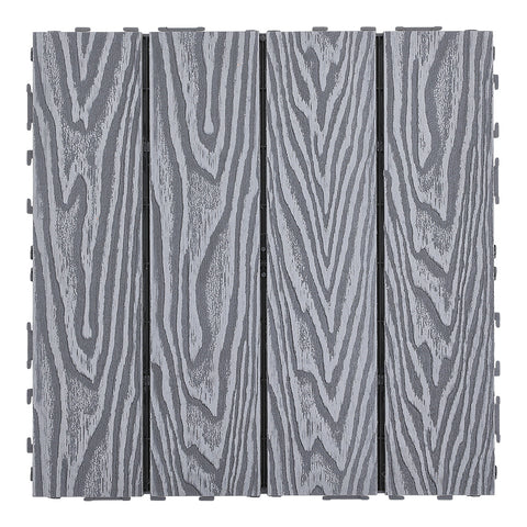 Livingandhome Wood Grain Composite Deck Tile Set of 11, LG1187
