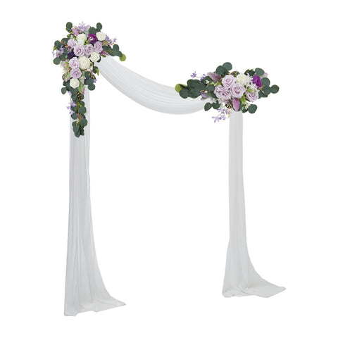 Livingandhome Set of 3 Arch Artificial Flower with Drape Kit for Wedding, SW0486