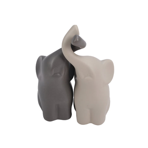 Livingandhome Set of 2 Ceramic Couple Elephant Ornaments Decoration Figurine, SW0431