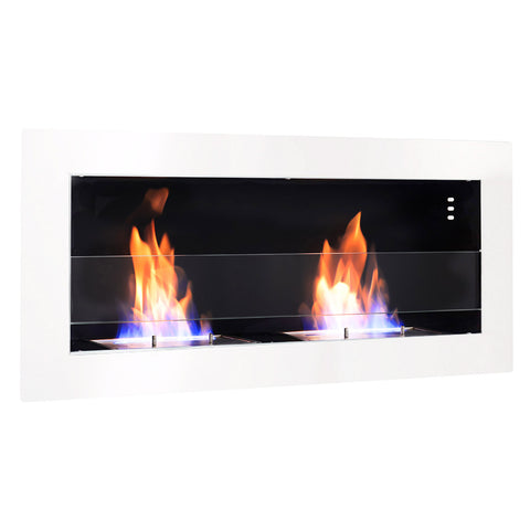 Wall Mounted Stainless Steel Recessed Ethanol Fireplace with Adjustable Flames, PM1029