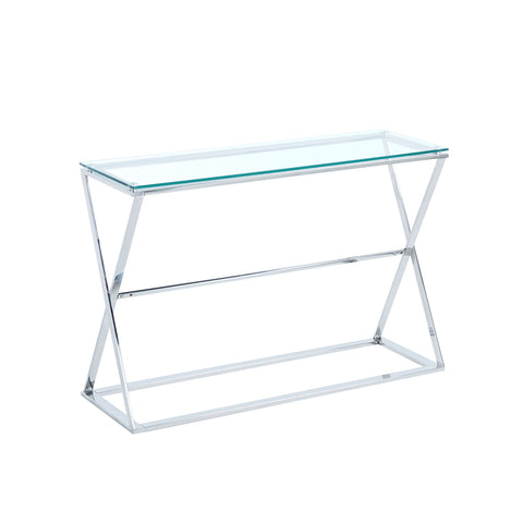 Modern Glass Rectangular Side Table with Metal Base, ZH0898