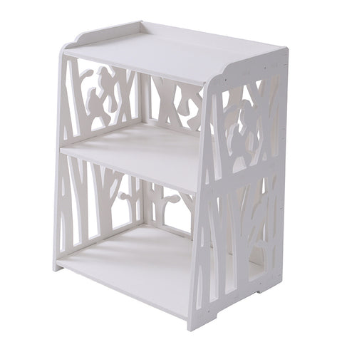 Livingandhome Rustic Small White Bedside Table, SP2014