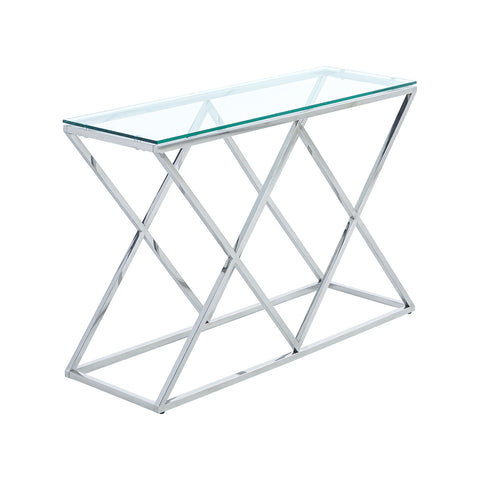 Modern Glass Rectangular Side Table with Metal Base, ZH0901