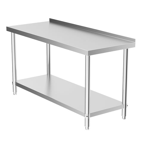 2 Tier Commercial Kitchen Prep & Work Stainless Steel Table with Backsplash, AI0113