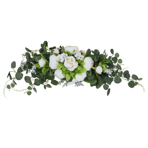 Livingandhome Artificial Floral Swag Peony Flower Wreath for Front Door Wedding Decor, SW0441