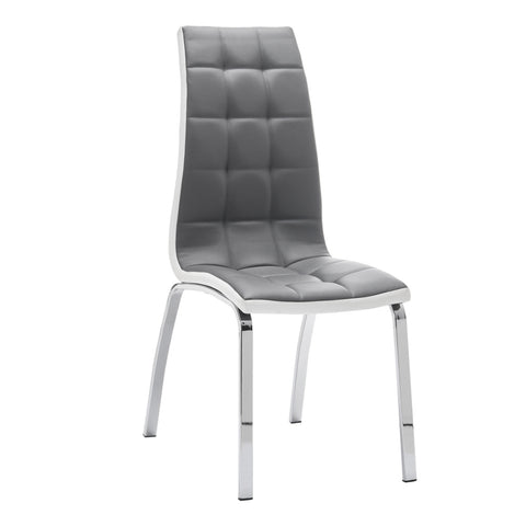 Livingandhome Grey Faux Leather Dining Chair with Metal Legs, ZH1190