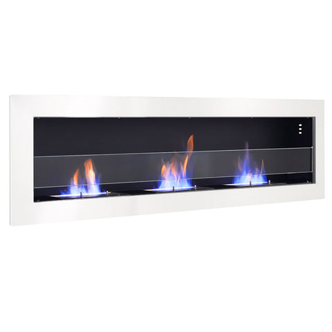 Wall Mounted Stainless Steel Recessed Ethanol Fireplace with Adjustable Flames, PM1028