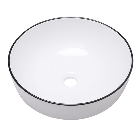 Livingandhome Round Ceramic Countertop Basin Wash Sink with Drain, DM0449