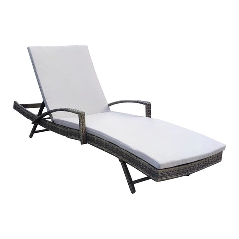 Adjustable Outdoor Wicker Sun Lounger Cushioned Recliner, PM1082