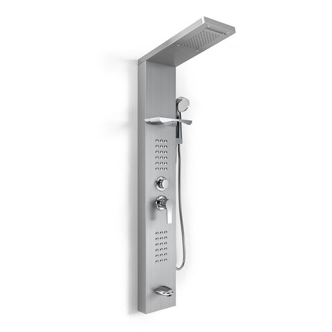 Livingandhome Wall Mount Stainless Steel Shower Panel Tower System with Shelf, FI0453