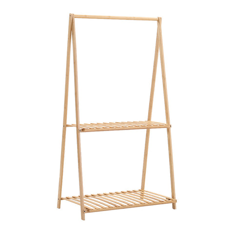 Livingandhome 2-Tier Bamboo Hanging Plant Stand Folding Planter Rack, SW0389