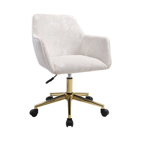 Velvet Upholstered Home Office Swivel Task Chair with Flared Arms, JM2067
