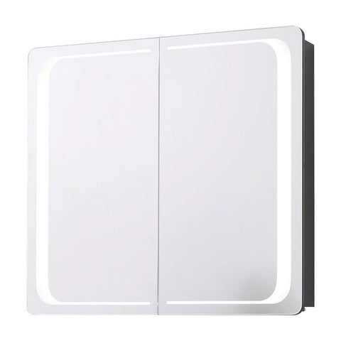 Livingandhome Surface Mount Double-Sided Door Mirror Cabinet with LED Lighting, DM0119