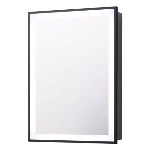 Livingandhome Modern Black Surface Mount LED Mirror Cabinet, DM0124