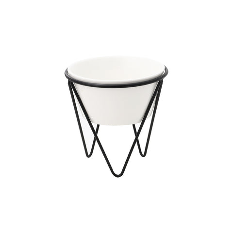 Modern Ceramic Tabletop Planter with Metal Stand, SW0128