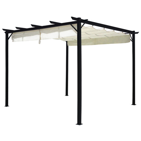 Outdoor Retractable Steel Pergola with Canopy, PM0744PM0745