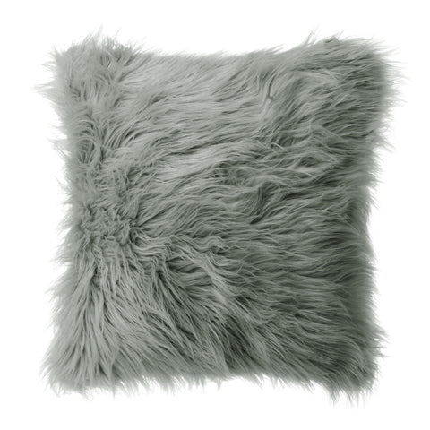 Livingandhome Square Fluffy Faux Fur Throw Pillow Cover Grey, SP0741