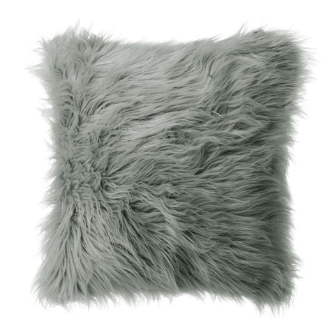 Livingandhome Square Fluffy Faux Fur Throw Pillow Cover Grey, SP0744