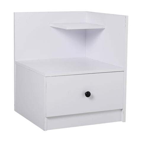 Urban Style Bedside Table with Drawer and Open Shelf Wooden Nightstand, YE0107