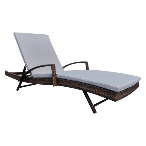 Adjustable Outdoor Wicker Sun Lounger Cushioned Recliner, PM1083