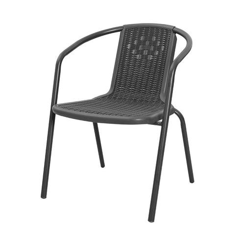 Livingandhome PE Rattan Stacking Garden Chairs Set of 2, LG0791