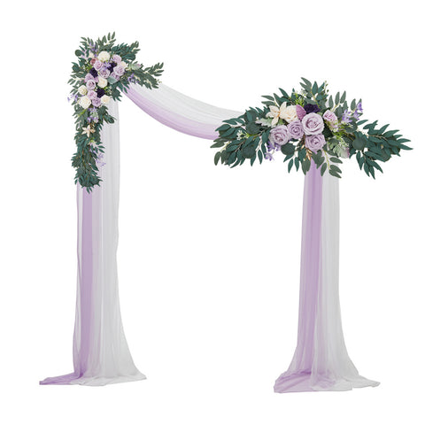 Livingandhome Set of 4 Arch Artificial Flower with Drape Kit for Wedding, SW0487